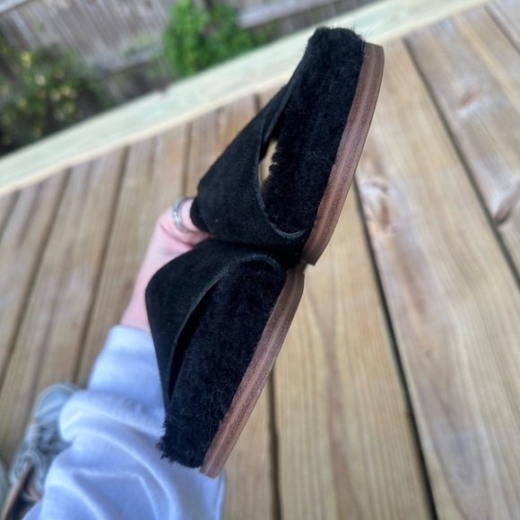 Marc Fisher LTD Canna Suede Leather Upper Sheep Skin Shearling Slip On Sandals - Picture 7 of 8